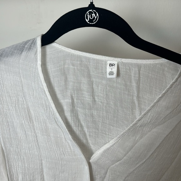 BP White Lightweight Gauzy Flowy Business Casual Peasant Button Blouse Size S - Picture 2 of 6